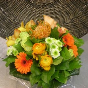 bouquet-rond-orange-panier